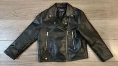 ZARA キッズ フェイクレザー ライダースジャケット 130cmのサムネイル