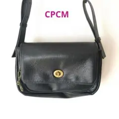 CPCM 　ターンロックダブルベルトレザーバッグ　ショルダーバッグ　ブラック　黒のサムネイル