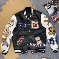 スタジャン 牛革 中綿レザージャケット ストリートファッション刺繍 M-5XL