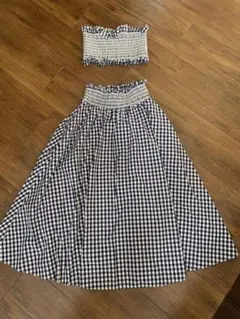 ZARA ギンガムチェックスカート　チューブトップセット
