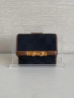 【GUCCI✨】二つ折り財布 バンブー GGキャンバス ブラック