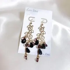 Lo.90 アンティークリーフビジューピアス 韓国輸入 上品 春夏 パーティー