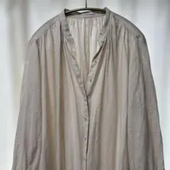 nest Robe リネン バンドカラー ロングシャツワンピース