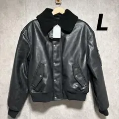 ZARA フェイクレザー デタッチャブルネックジャケット Lのサムネイル