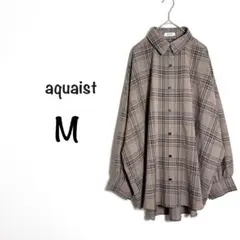 aquaist アクアイスト シャツ チェック柄 オーバーサイズ ブラウン M