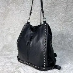 00s y2k レザーリュック スタッズ ワンショルダー 2way ブラック