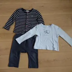 ストライプカーディガンとTシャツ、パンツのセット