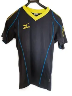 ミズノ QuickDryPlus Vネックゲームシャツ M ブラック×黄