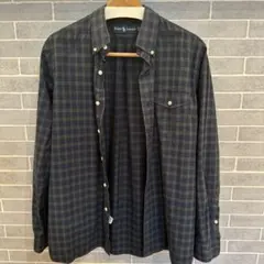 【Ralph Lauren】ネイビーとグリーンのチェック柄 長袖シャツ メンズ