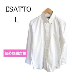 【熊本地震寄付セール】ESATTO☆　メンズ　長袖シャツ　ホワイト　Lのサムネイル