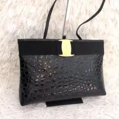 〇美品〇サルバトーレ フェラガモ ヴァラ ショルダーバッグ 2way クロコ