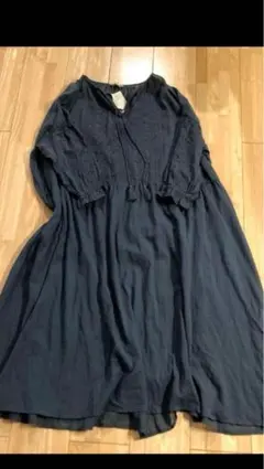 SM2サマンサモスモスF刺繍入りダークグリーン ロングワンピース