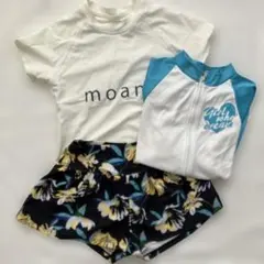 水着 キッズ 130 女の子 セパレート ラッシュガード 長袖 半袖 ホワイト