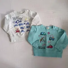BAD CHIP★はたらく車プリント長袖トレーナー2枚セット★90cm