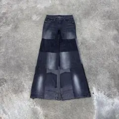 リメイクデニム　フレア　ベルボトム　ブラックデニム　パッチワークのサムネイル