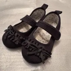 conoco 黒 フリルリボン付きフォーマルシューズ