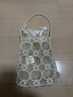 パールビーズ編みハンドバッグ