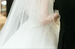 ホワイト ロングウェディングベール チュール