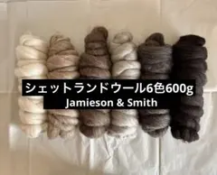600g シェットランドウール 6色 スライバー 原毛 バッツ 手紡ぎ
