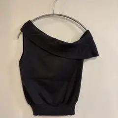 SNIDEL ダークグレー オフショルダー ニット
