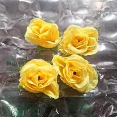 新品　可愛いイエロー薔薇　造花　4個セット