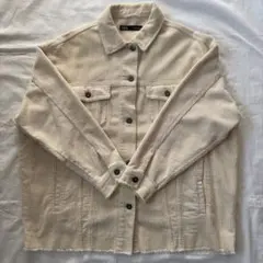【美品】ZARA ザラ カットオフ コーデュロイジャケット アイボリー　Mサイズ