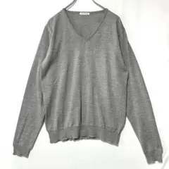 ROYAL BURLINGTON Vネック 薄手ウールセーター グレー L