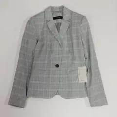【新品タグ付】ZARA チェック柄 テーラードジャケット 紋章ボタン グレー S