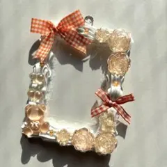 【No.115】ホイップデコ　トレカケース　硬質ケースオレンジ　白　リボン　薔薇