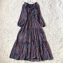 ローレンラルフローレン　ペイズリーマキシワンピース　フリル　ティアード　長袖