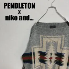 PENDLETONコラボniko and...ボートネックウールセーターLグレー