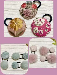 超お買い得♡リバティとインド刺繍　大きめくるみボタン(38ミリ) 贅沢3個セット