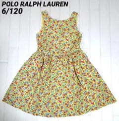 ポロラルフローレン6/120　フラワープリントノースリーブワンピース　黄色