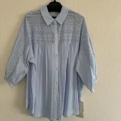 【CORDIER 】コットンレースシャツ タグ付き保管品　☆確認箇所ありのサムネイル