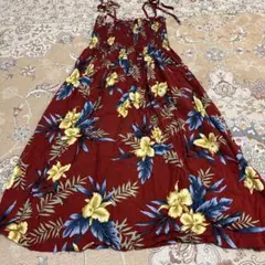 TWOPALMS ハワイ 花柄 アロハ ワンピース　赤のサムネイル
