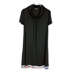 【新品タグ付き】LEONARD 半袖　膝丈ワンピース40 カンカン　総柄 新品タグ付き】LEONARD 半袖 膝丈ワンピース40 カンカン 総柄