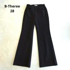 B-Three ビースリー ストレッチパンツ 裏起毛 フレア レーヨン 茶 28