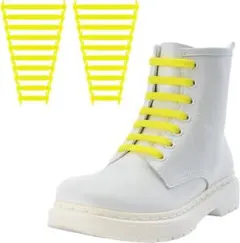 靴ひも-結ばない 靴紐 ゴム 黄色 イエロー 靴紐 ほどけない 簡単取り付け