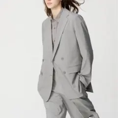 【新品】UNIQLO C 感動ダブルジャケット リラックスフィット+ グレー