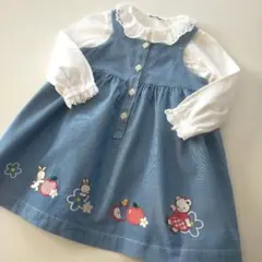 美品★2022SS★90cm familiar ブルー ワンピース