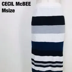 CECIL McBEE セシルマクビー ひざ丈 タイトスカート ボーダー柄　C6のサムネイル