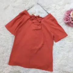 クリアインプレッション 半袖カットソー リボン デザイン オレンジ 2