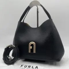 極美品✨フルラ ショルダーバック プリムラ 2way 黒 アーチロゴ 現行