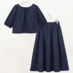 Feroux　パフスリーブ　セット アップ　2　ネイビー　スカート　M