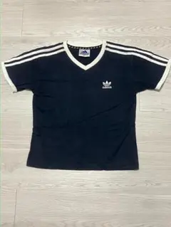 週末限定セールadidas　90s　リンガーT　ストライプ　Vネック　平成ギャル