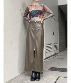 MURUA マルチウェイナローフェイクレザースカート