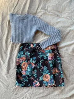 ヴィンテージサテンフラワースカート