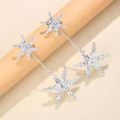 ロングピアス　ピアス　シルバー　星　お呼ばれ　華やか1231 結婚式　大き目