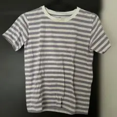 無印良品　クルーネック 半袖Tシャツ キッズラベンダーボーダー140