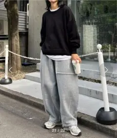 etsinta/エシンタ 裏起毛リメイクカーブスウェットパンツ グレー